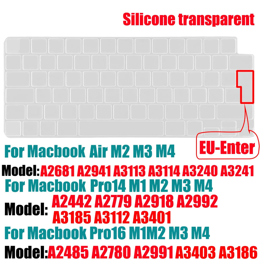 Keyboard Cover for MacBook Air/Pro M1 M2 M3 13.6" 14" 16" with Touch ID