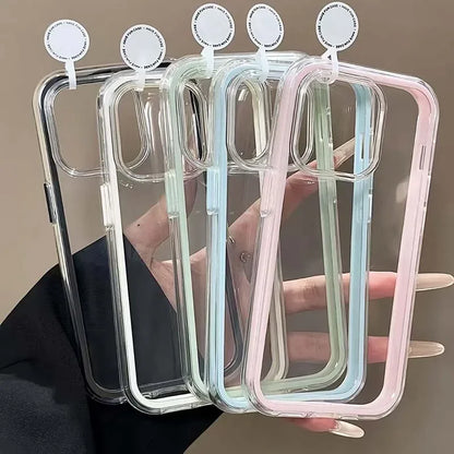Luxury Candy Color Frame Clear Back Case For iPhone 17 16 15 Pro Max Plus