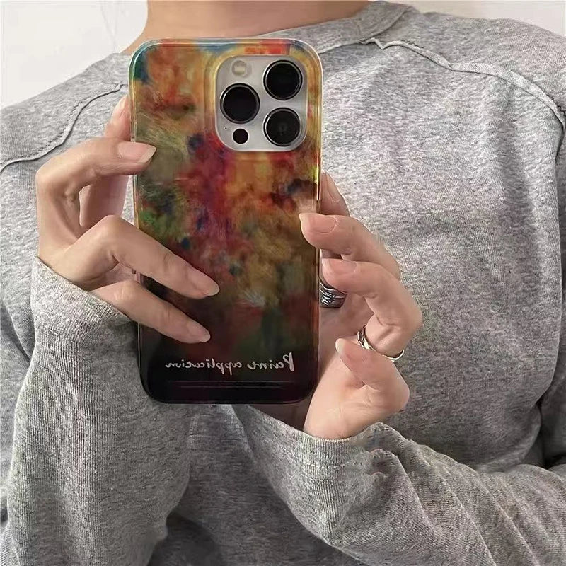 Retro Color Block Clear Soft Case for iPhone 7–16 Pro Max