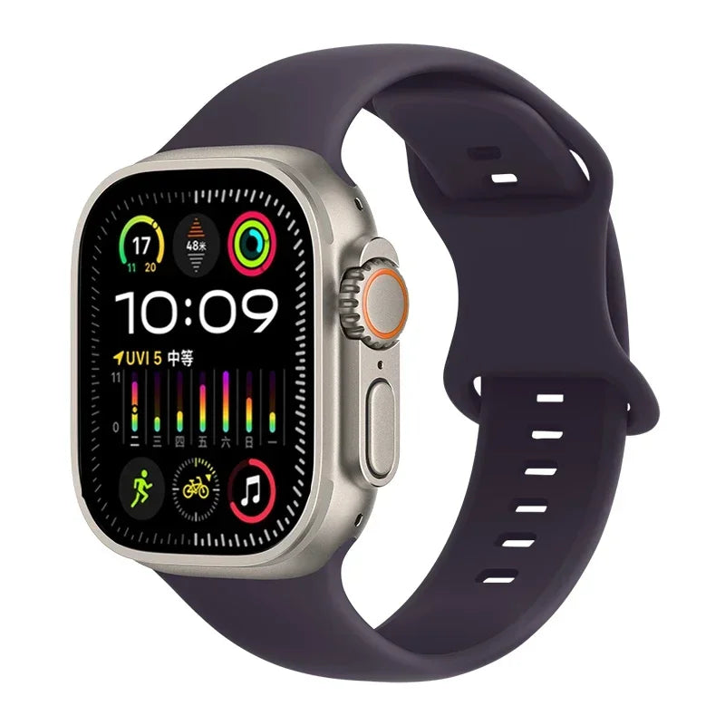 Soft Silicone Waterproof Strap for Apple Watch Ultra 2 & Series 9–SE | 49–41mm