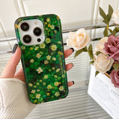 Korean INS Glitter Flowers Spring Vibe Case for iPhone 11–16 Pro Max Plus