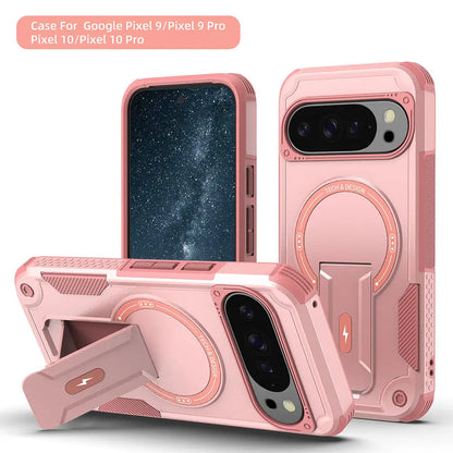 Heavy-Duty Armor MagSafe Case for Google Pixel 10/9 Pro – Rugged Stand Cover