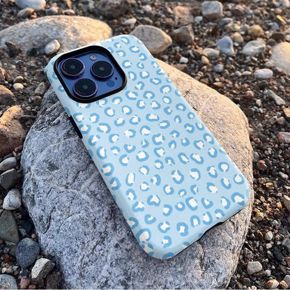 Blue Leopard Print Case for iPhone 16–7 | Luxury Double-Layer Cover