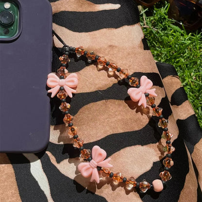 Y2K Bowknot Beaded Phone Charm Strap for Girls & Women