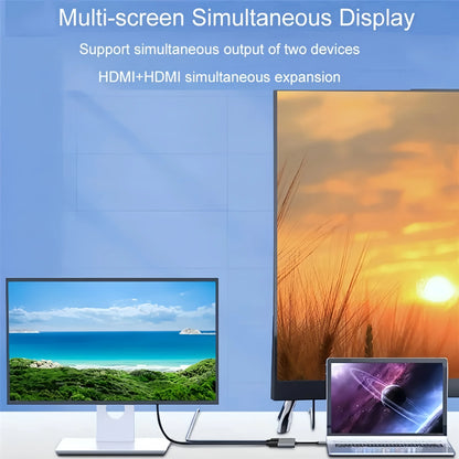 4-in-1 USB-C Docking Station Dual HDMI 4K@60Hz Adapter USB 3.0 HUB Splitter