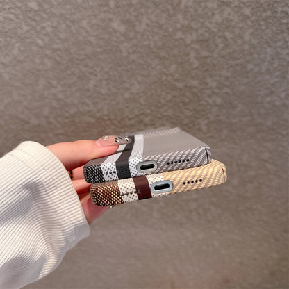 Carbon Fiber Stripe Hard PC Case for iPhone 14 13 12 Pro Max Plus