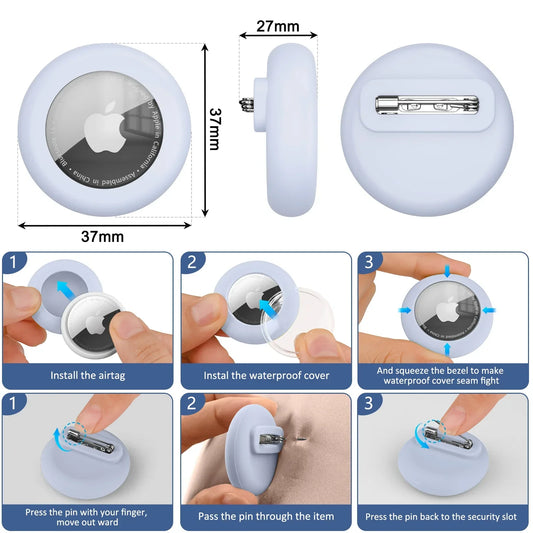 Full Cover Safety Pin Case for Apple AirTag – Waterproof 360° Shell