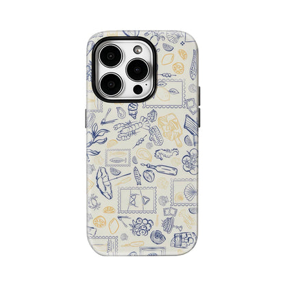 Blue Yellow Seaside Elements Case for iPhone 17 16 15 14 13 12 Pro Max Plus