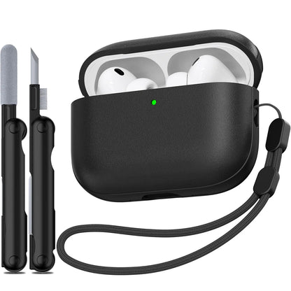 Leather Texture AirPods Pro 3 (2025) Case – Full Protection with Lanyard & Kit