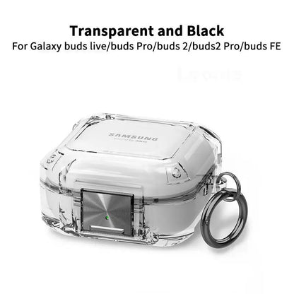 Secure Lock Transparent Case for Samsung Galaxy Buds Pro, Live, Buds 2, FE