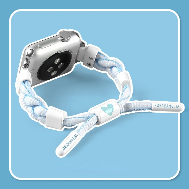 Nylon Woven Sport Strap for Apple Watch 38–45mm – Color Block Loop Band