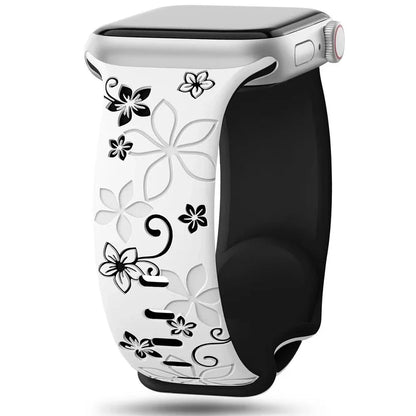 Engraved Silicone Band for Apple Watch Ultra SE 9 8 7 6 – Women’s Strap