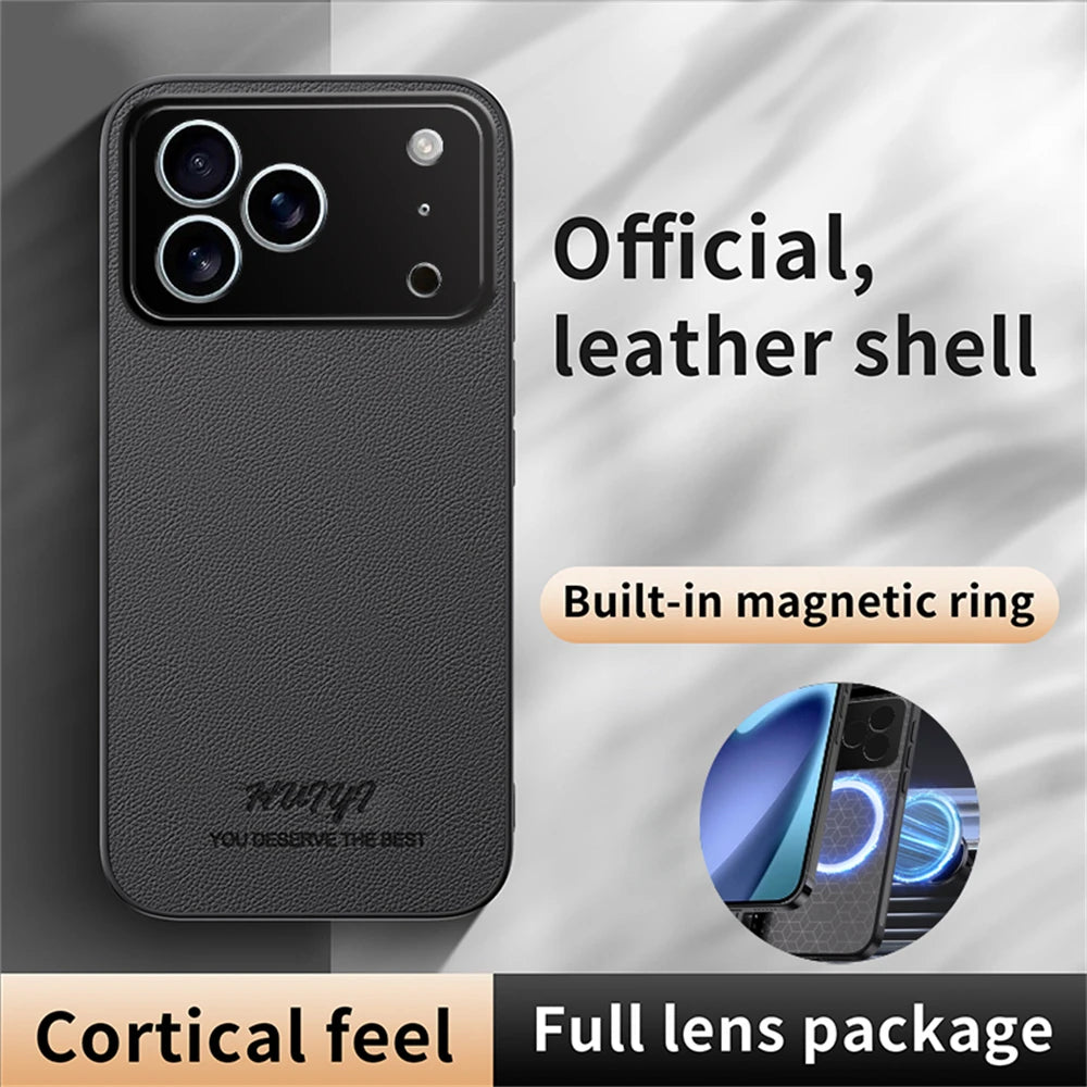 Business Leather Case for iPhone 17–11 | Anti-Fingerprint Shockproof Cover