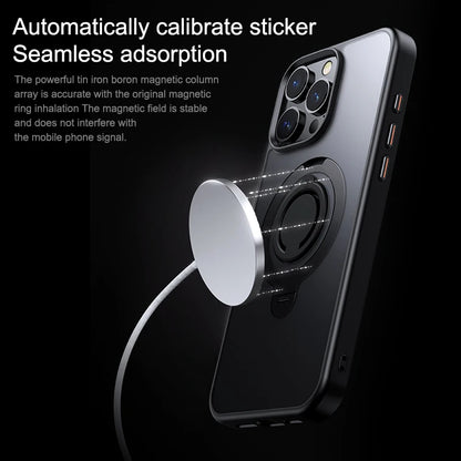 360° Rotating Magnetic Stand Silicone Ring Case for iPhone 12-16 Pro Max Plus