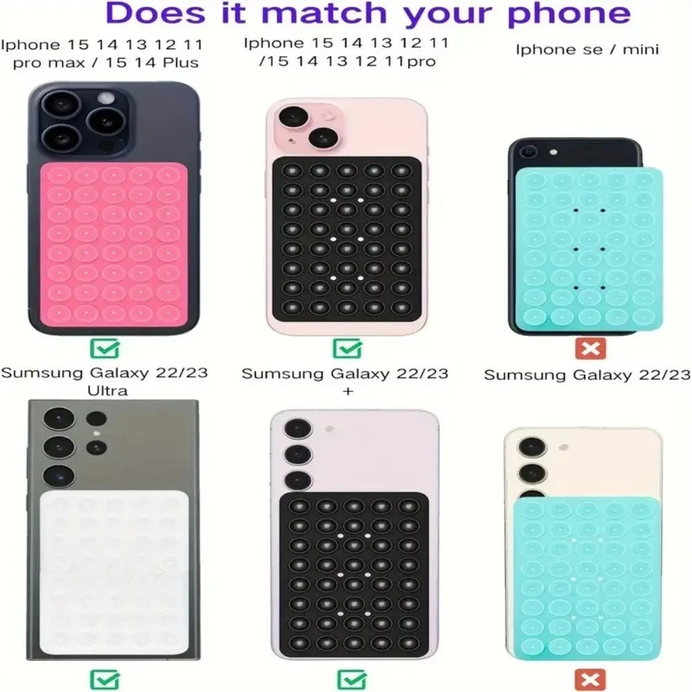 Silicone Suction Phone Case Mount Non-Slip Stand for Selfies & Videos - Mixed Colors