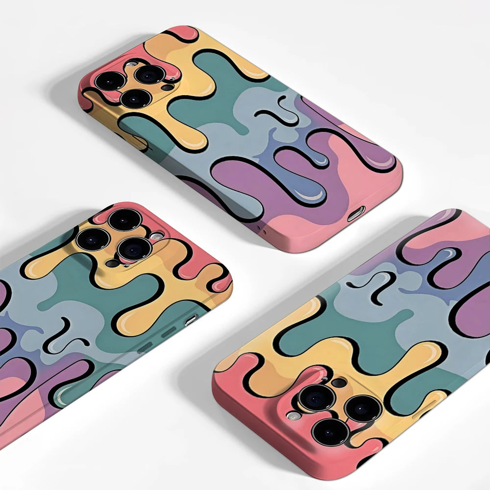 Fluid Pastels Case for iPhone 17 16 15 14 13 12 Pro Max Plus Double-Layer Cover