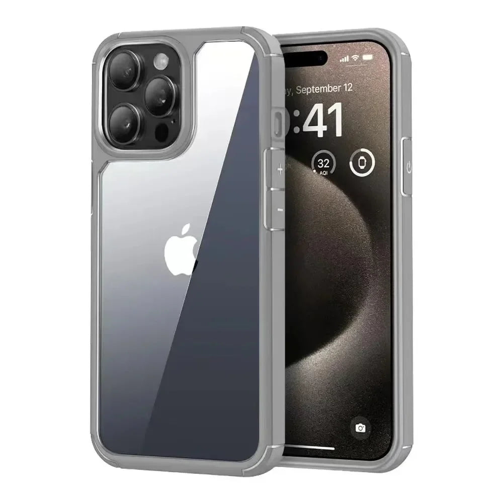 Luxury Transparent Shockproof Armor Case for iPhone 16 15 14 13 12 11 Pro Max