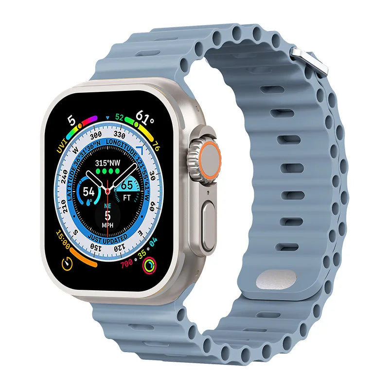 Ocean Silicone Strap for Apple Watch Ultra 3/2 & Series 11–5 SE2 Band