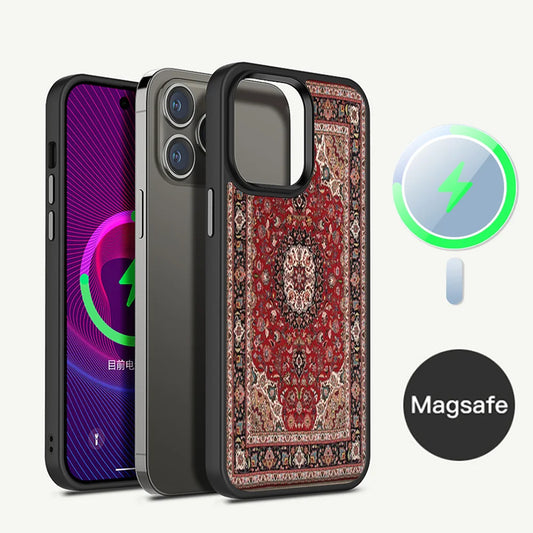 Persian Floral Pattern Magnetic Case for iPhone 14/13/12/11/15 Pro Max Mini
