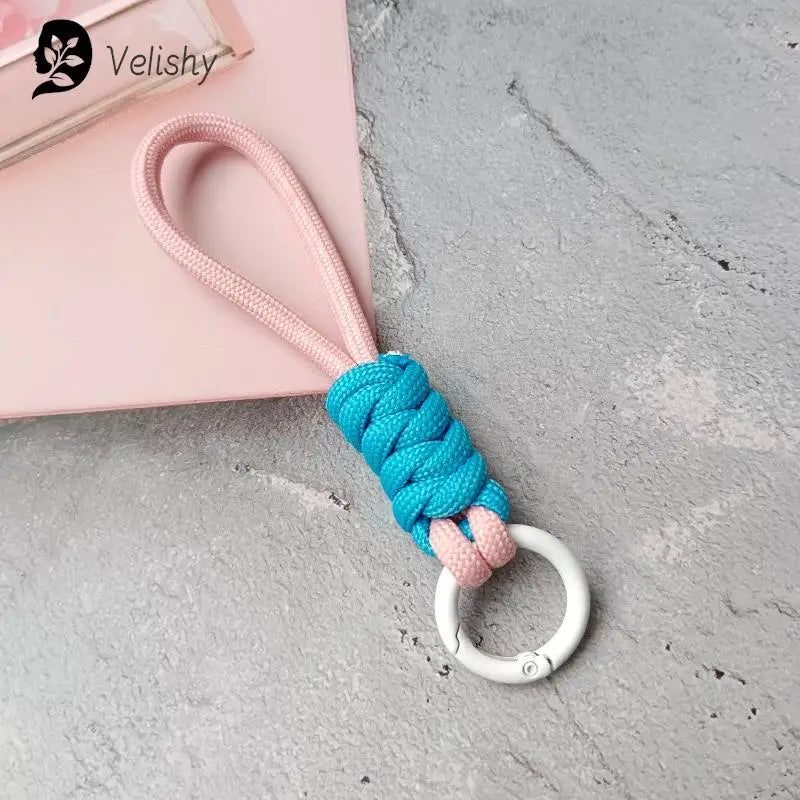 Braided Umbrella Rope Keychain Lanyard – Strong Strap for Keys and Phone Accessories