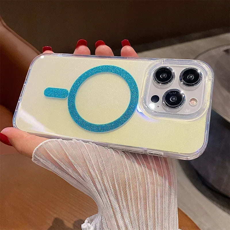 Aurora Glitter MagSafe Case for iPhone 11 12 13 14 Pro Max Gradient Cover