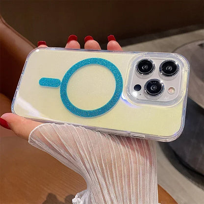 Aurora Glitter MagSafe Case for iPhone 11 12 13 14 Pro Max Gradient Cover