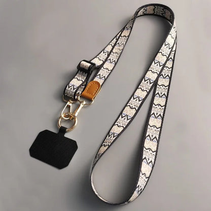 Wide Printed Crossbody Phone Strap – Adjustable Anti-Theft Lanyard