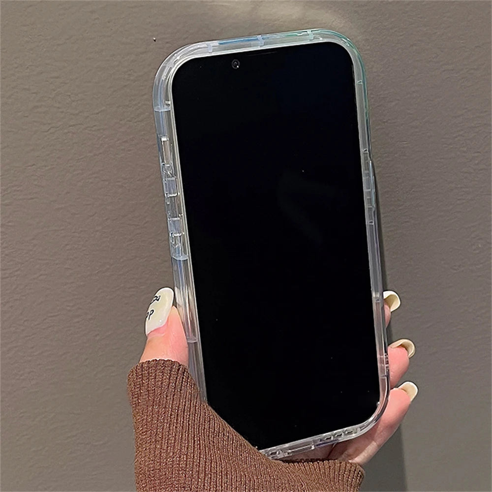 Korean Y2K 3D Star Clear Phone Case for iPhone 7–15 Pro Max – Soft & Cute