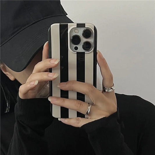Retro Stripe Minimalist Phone Case for iPhone 17–7 Pro Max Aesthetic