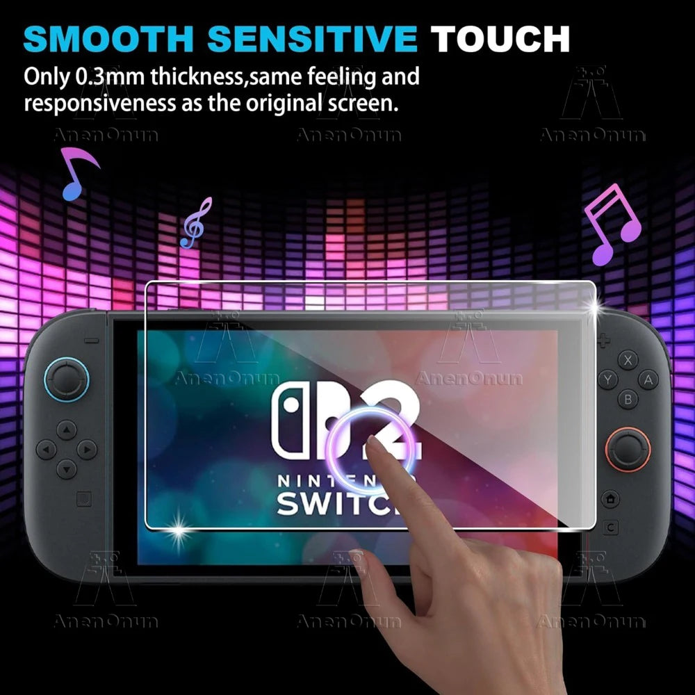 HD Tempered Glass Screen Protector for Switch 2 – 9H Shatterproof, 2.5D Edge