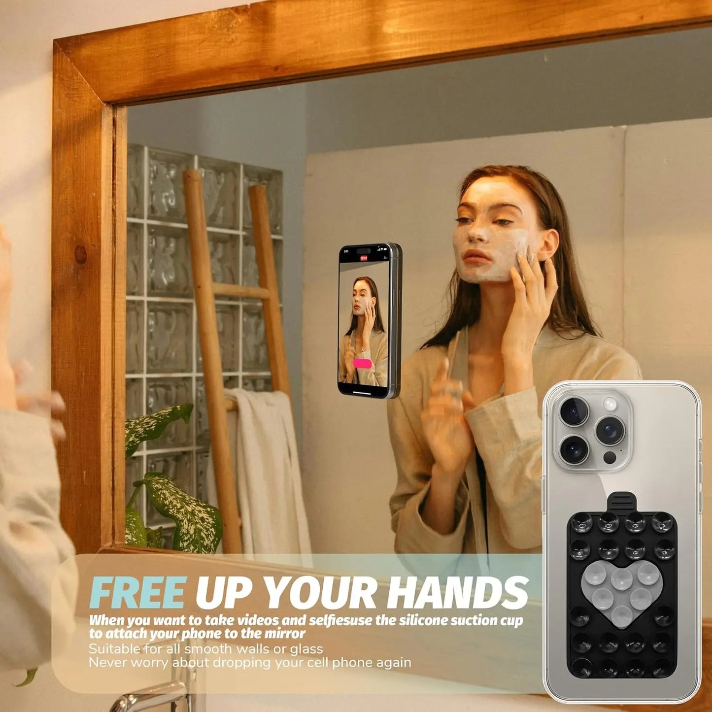 Heart-Shaped Double-Sided Silicone Suction Phone Holder Grip Mount