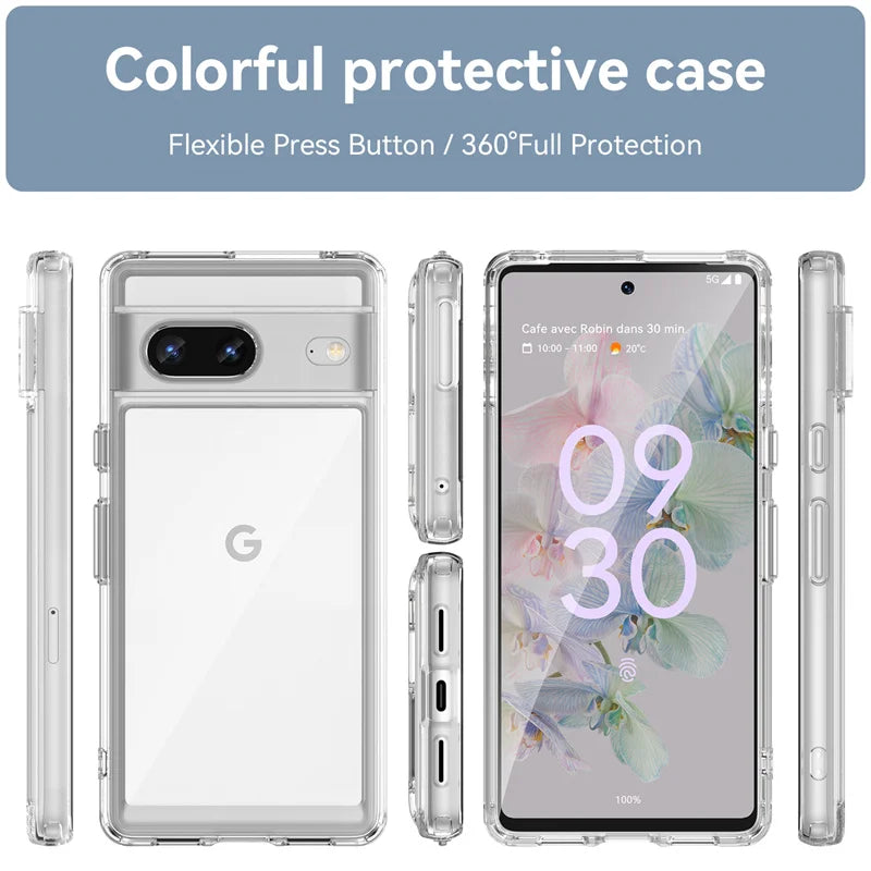 Shockproof Clear Bumper Case for Google Pixel 7/8/7A/8 Pro – Transparent Cover