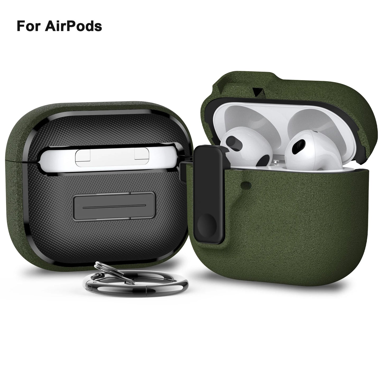 Luxury Shockproof Case for AirPods Pro 2, 4 & 3 with Hook Carabiner