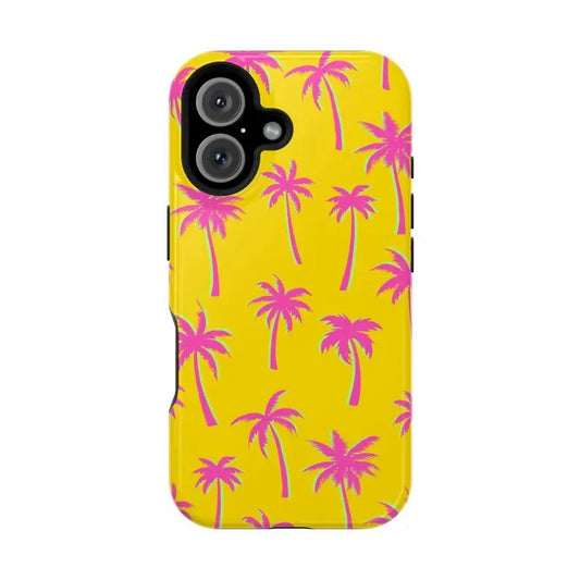 Luxury Pink Coconut Tree Case for iPhone 17–7 Pro Max Double-Layer Cover