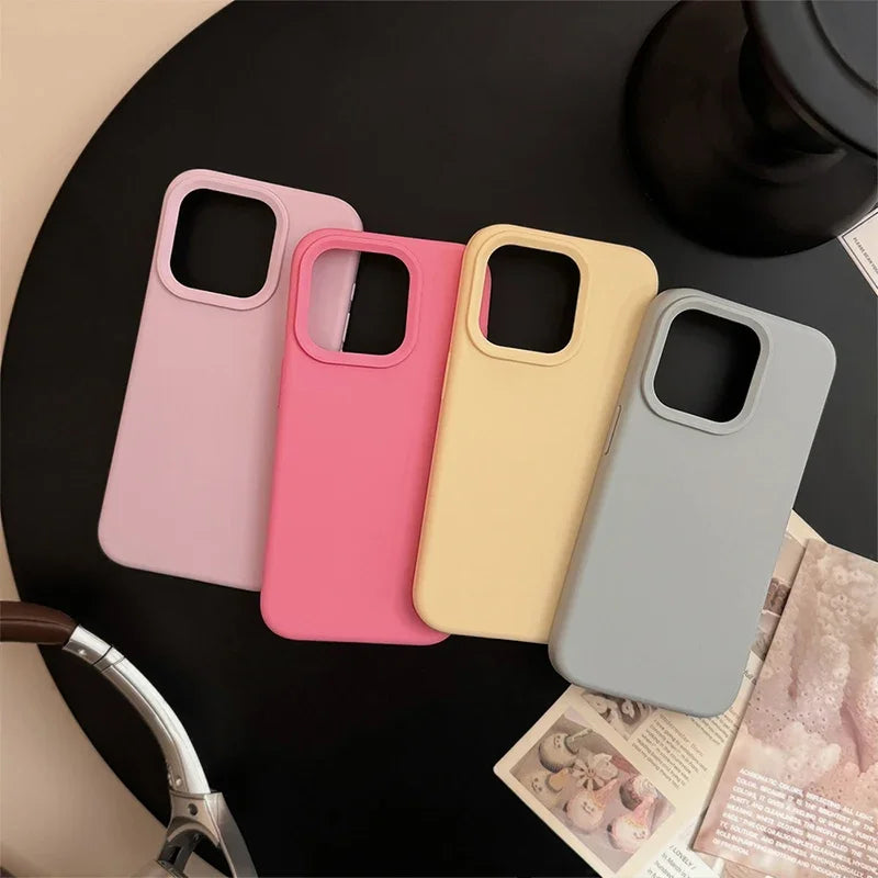 Simple Solid Color Silicone Phone Case for iPhone 15 16 17 Pro Max