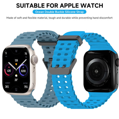 Ocean Silicone Band for Apple Watch Series 4–10 SE Ultra 2 (42–49mm)