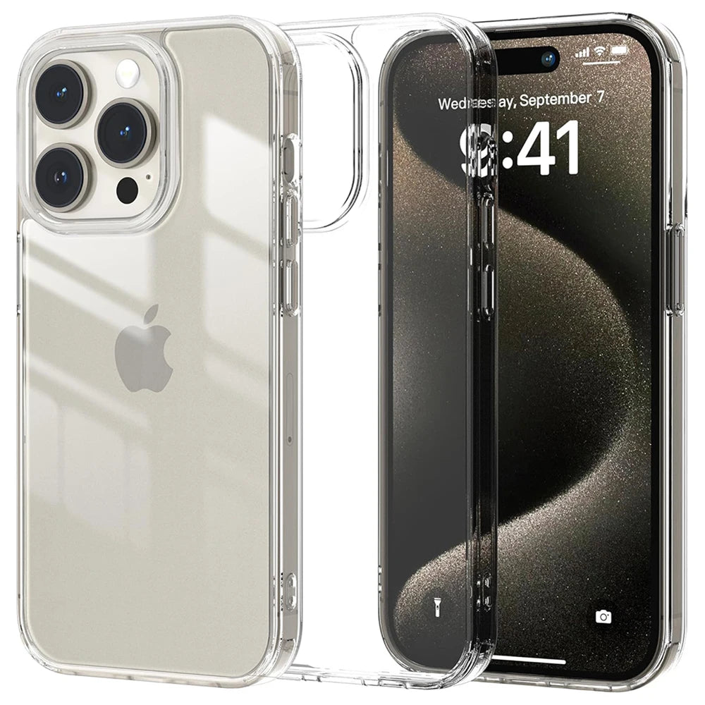 Hybrid Acrylic Shockproof Case for iPhone 16 15 14 13 12 11 Pro Max Mini Clear