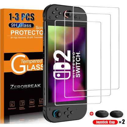 Tempered Glass Screen Protector for Nintendo Switch 2 + Joystick Cap Accessories