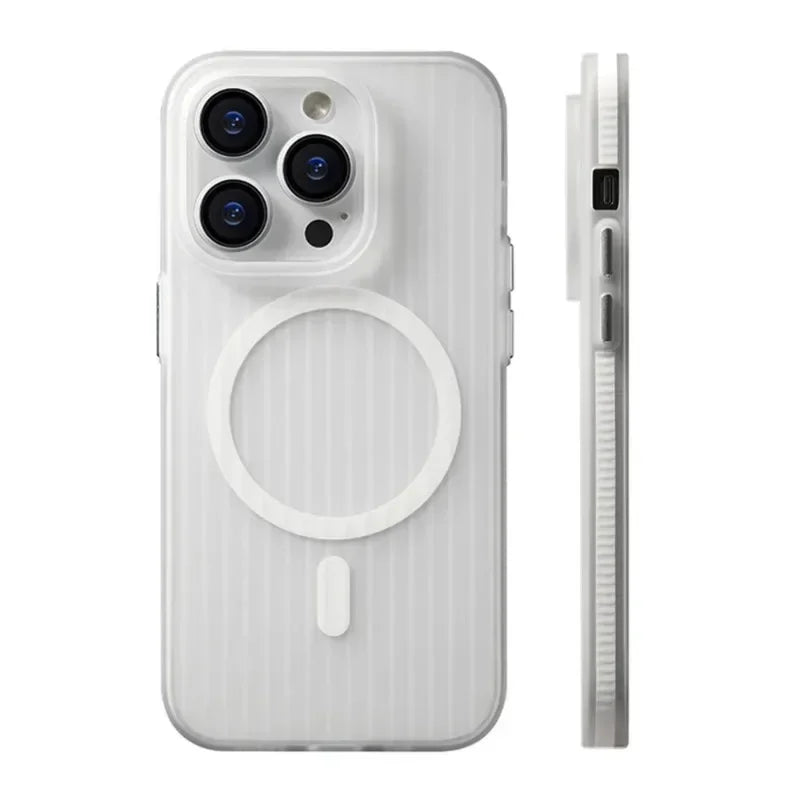 Corrugated Pattern Magsafe Magnetic Case for iPhone 16 15 14 13 12 Pro Max Plus