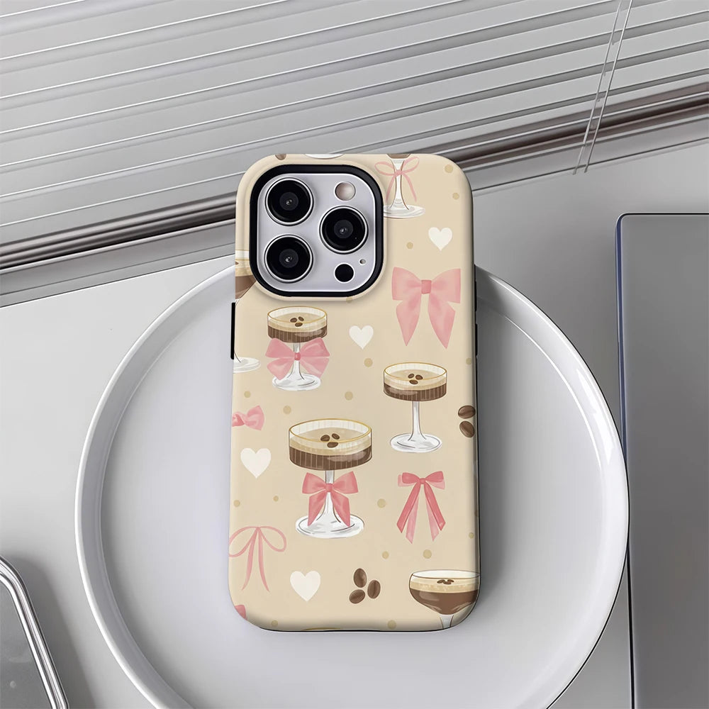 Coffee Drinks with Bows Case for iPhone 17 16 15 14 13 12 Pro Max Plus