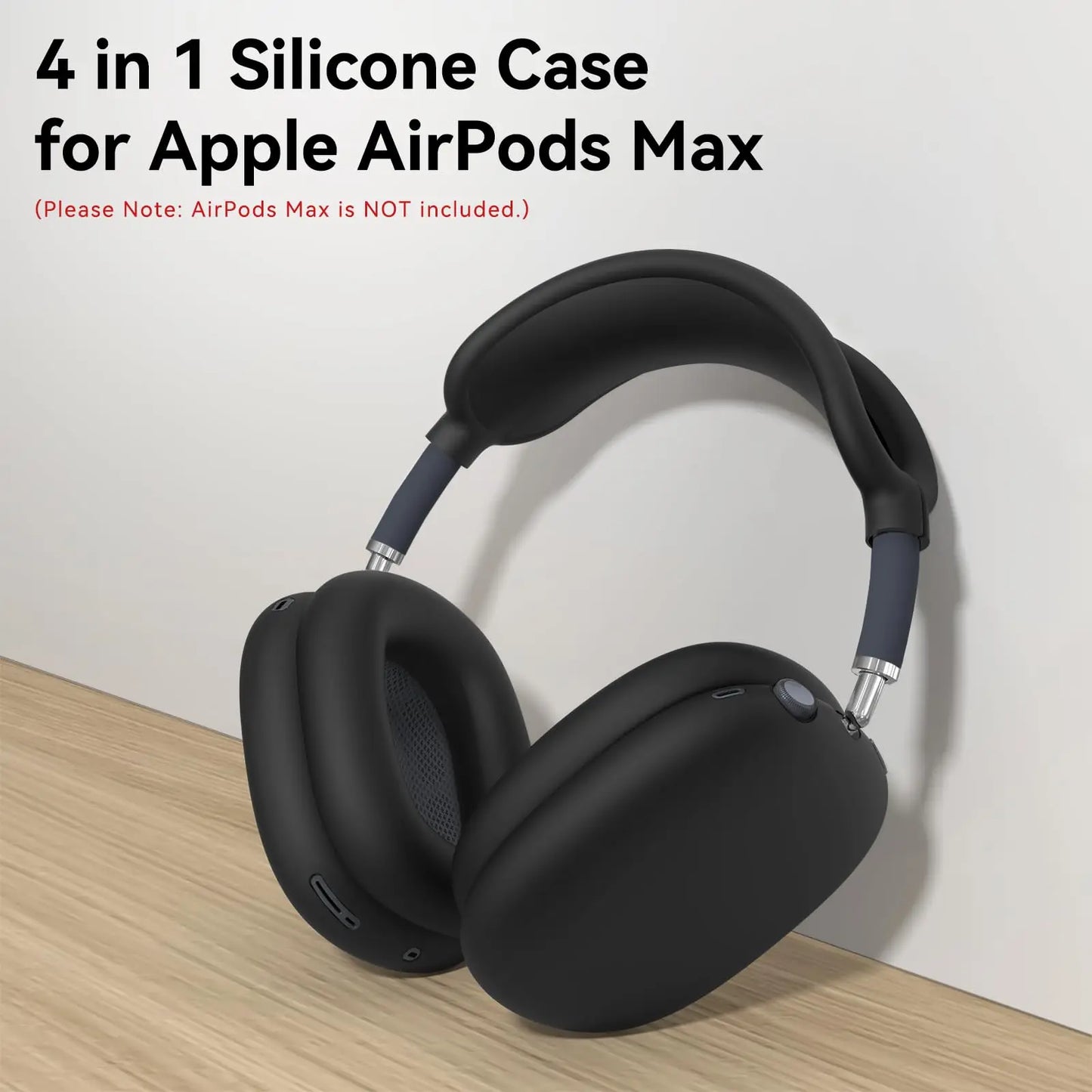 4-in-1 Silicone Case Set for AirPods Max Headphones – Black