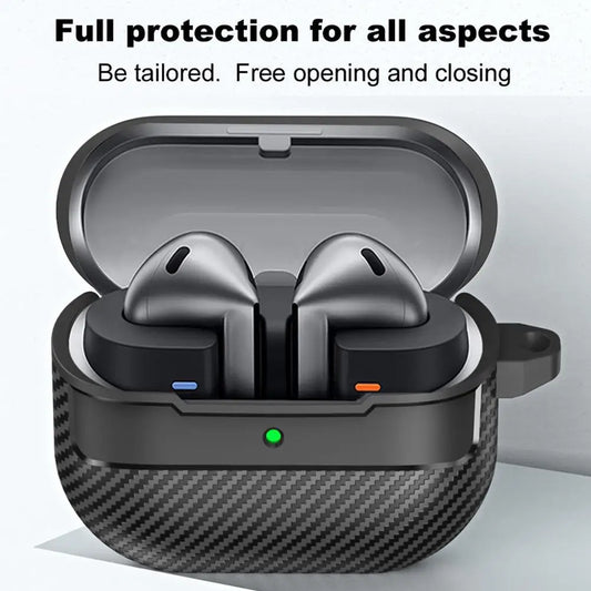 Carbon Fiber TPU Case with Buckle for Samsung Galaxy Buds 3 Pro