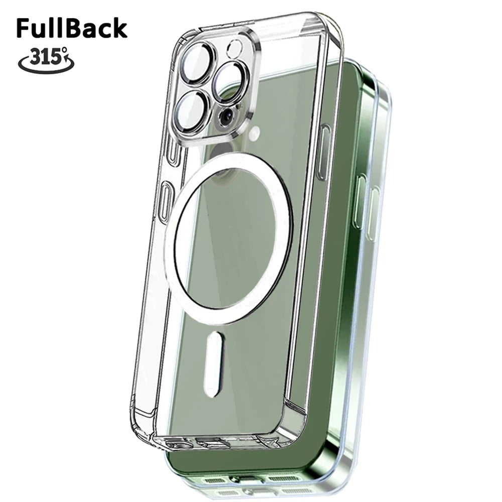 Full Back MagSafe Case for iPhone 17 Air 16 15 14 13 12 11 Pro Max + Lens