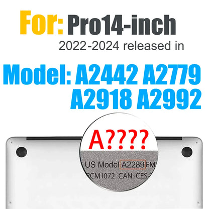 Crystal Clear Hard Case for MacBook Air/Pro 13–16" (All Models Listed)