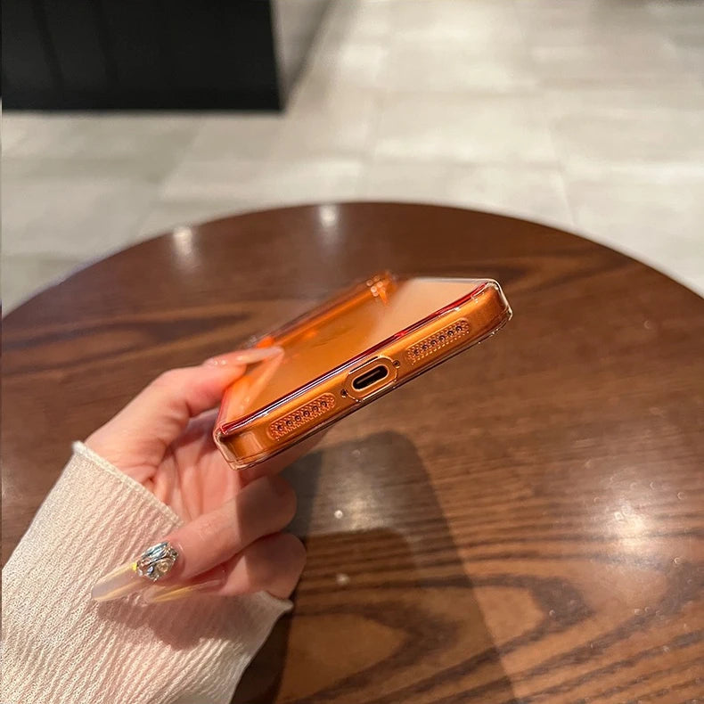 Ultra Thin Transparent Orange Case for iPhone 17 Pro Max 16 15 14 13 12 Air Plus