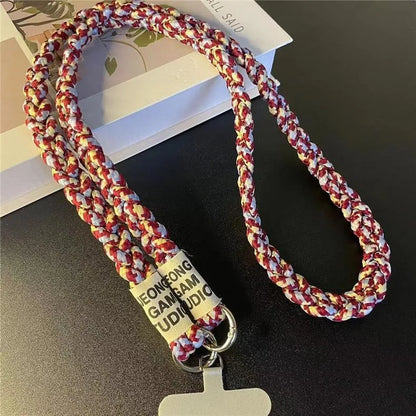 Braided Crossbody Phone Lanyard Strap with Pendant – Women’s Shoulder Cord