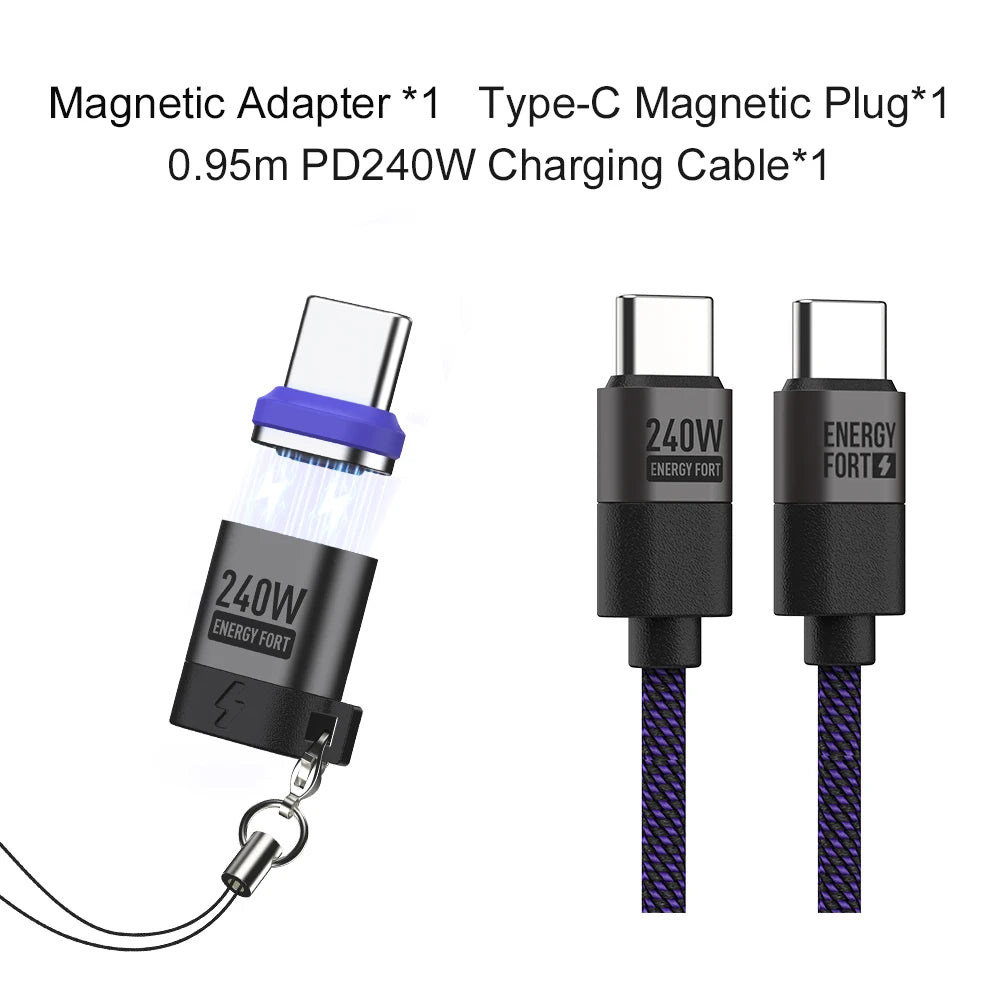 240W Magnetic USB-C Adapter – Fast Charging & Data Transfer Extender