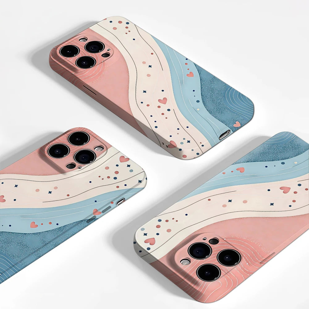 Dreamy Currents Case for iPhone 17 16 15 14 13 12 Pro Max Plus Double-Layer