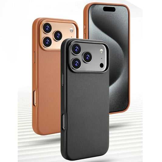 Luxury Cowhide Leather Magnetic Case for iPhone 12/13/14 Wireless Charging