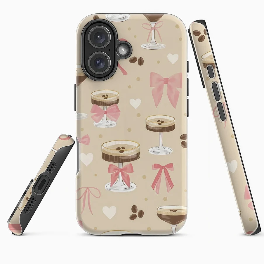 Coffee Drinks with Bows Case for iPhone 17 16 15 14 13 12 Pro Max Plus